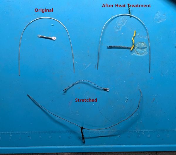Nickel titanium wire before and after